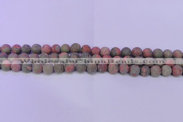 CUG185 15.5 inches 14mm round matte unakite gemstone beads