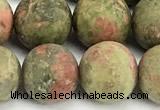 CUG209 15 inches 12mm round matte unakite beads