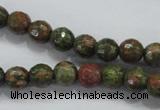 CUG300 15.5 inches 4mm faceted round unakite gemstone beads