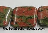 CUG51 16 inches 30*30mm square natural unakite gemstone beads wholesale