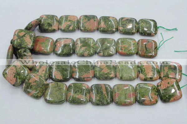 CUG61 16 inches 25*25mm square natural unakite gemstone beads wholesale