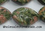 CUG64 16 inches 22*30mm twisted leaf natural unakite beads wholesale