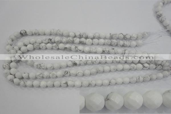 CWB212 15.5 inches 8mm faceted round natural white howlite beads