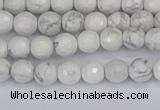 CWB230 15.5 inches 4mm faceted round white howlite beads