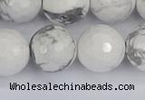 CWB235 15.5 inches 14mm faceted round white howlite beads