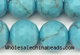 CWB262 15 inches 10mm faceted round howlite turquoise beads