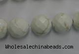 CWB305 15.5 inches 14mm faceted round howlite turquoise beads