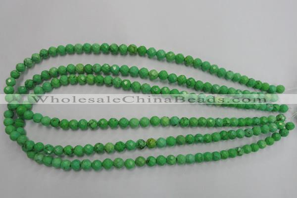 CWB390 15.5 inches 4mm faceted round howlite turquoise beads