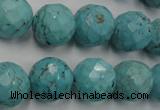 CWB425 15.5 inches 14mm faceted round howlite turquoise beads