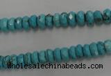 CWB441 15.5 inches 4*6mm faceted rondelle howlite turquoise beads