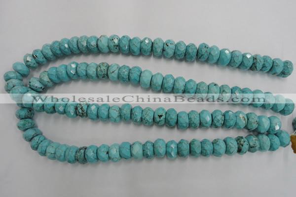 CWB447 15.5 inches 8*12mm faceted rondelle howlite turquoise beads