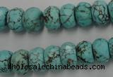 CWB449 15.5 inches 8*12mm faceted rondelle howlite turquoise beads