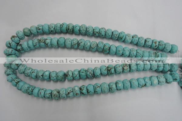 CWB449 15.5 inches 8*12mm faceted rondelle howlite turquoise beads