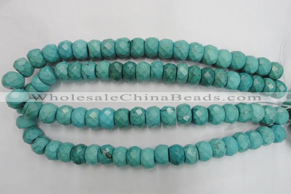 CWB454 15.5 inches 10*14mm faceted rondelle howlite turquoise beads