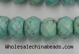 CWB457 15.5 inches 12*16mm faceted rondelle howlite turquoise beads