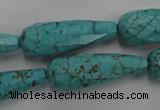 CWB472 15.5 inches 10*30mm faceted teardrop howlite turquoise beads