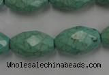 CWB484 15.5 inches 12*20mm faceted rice howlite turquoise beads