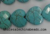 CWB495 15.5 inches 18*18mm faceted heart howlite turquoise beads