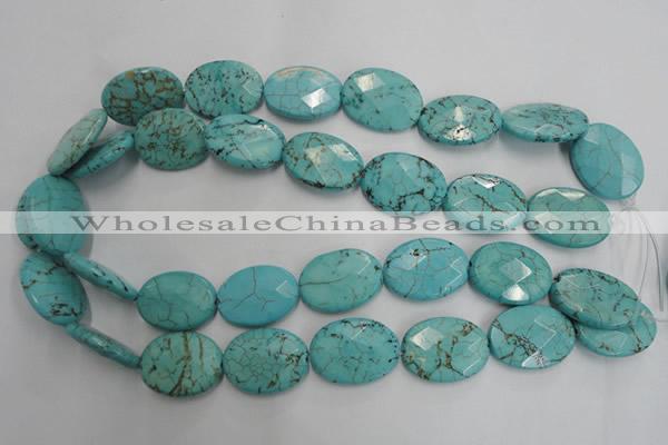 CWB516 15.5 inches 18*25mm faceted oval howlite turquoise beads