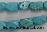 CWB688 15.5 inches 10*14mm faceted nuggets howlite turquoise beads