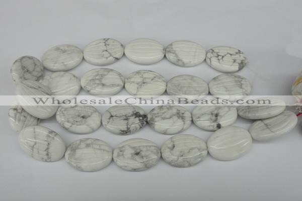 CWB69 15.5 inches 25*35mm carved oval natural white howlite beads