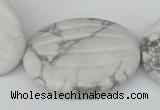 CWB70 15.5 inches 30*40mm carved oval natural white howlite beads