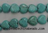 CWB714 15.5 inches 10*10mm heart howlite turquoise beads wholesale