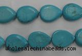 CWB722 15.5 inches 10*14mm flat teardrop howlite turquoise beads