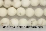 CWB811 15.5 inches 4mm round matte white howlite turquoise beads