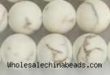 CWB814 15.5 inches 10mm round matte white howlite turquoise beads