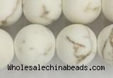 CWB815 15.5 inches 12mm round matte white howlite turquoise beads