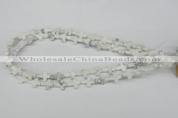 CWB88 15.5 inches 12*15mm cross natural white howlite beads