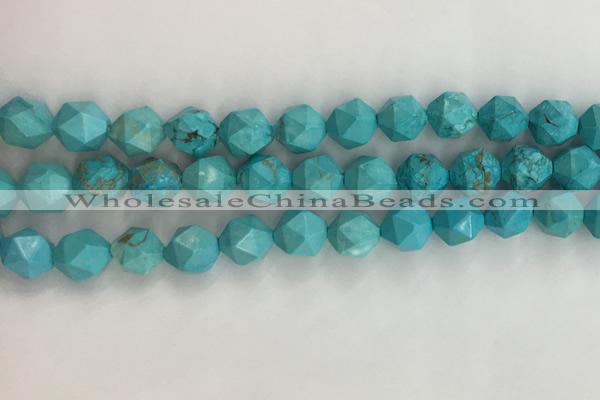 CWB891 15.5 inches 10mm faceted nuggets howlite turquoise beads