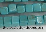 CWB909 15.5 inches 4*4mm cube howlite turquoise beads wholesale