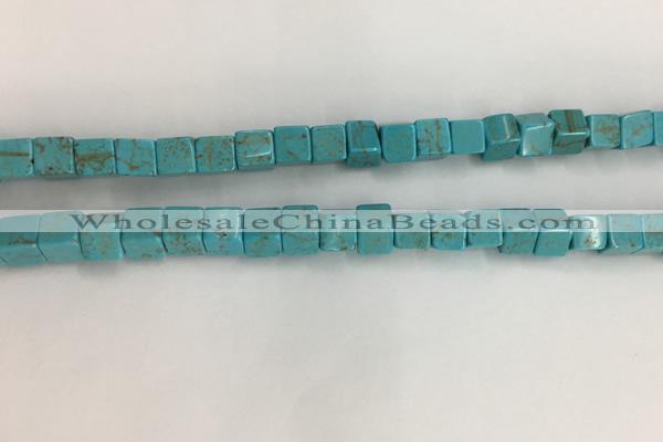 CWB910 15.5 inches 6*6mm cube howlite turquoise beads wholesale