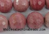 CWF08 15.5 inches 20mm faceted round pink wooden fossil jasper beads