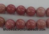 CWF15 15.5 inches 12mm round pink wooden fossil jasper beads wholesale