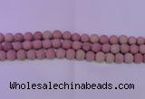 CWF20 15.5 inches 4mm round matte pink wooden fossil jasper beads