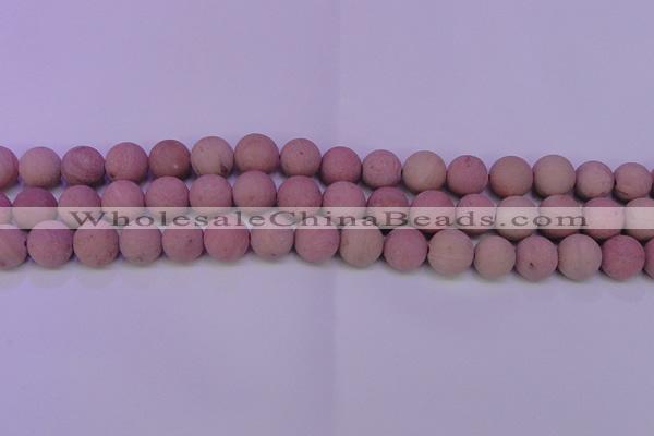 CWF21 15.5 inches 6mm round matte pink wooden fossil jasper beads