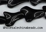 CWG01 15.5 inches 18*25mm wavy freeform black agate gemstone beads