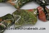 CWG05 15.5 inches 25*33mm wavy freeform unakite gemstone beads