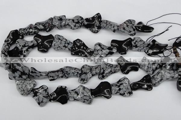 CWG06 15.5 inches 25*33mm wavy freeform snowflake obsidian beads