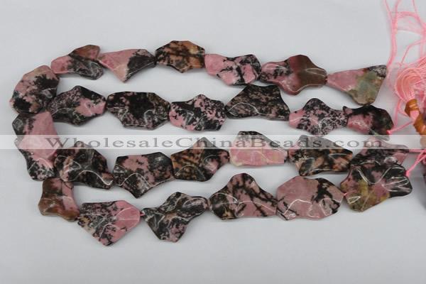 CWG09 15.5 inches 25*33mm wavy freeform rhodonite gemstone beads