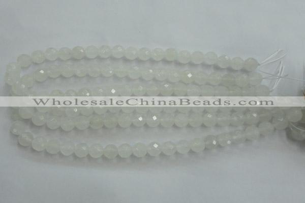 CWH04 15.5 inches 10mm faceted round white jade beads wholesale