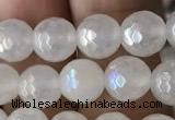 CWH60 15.5 inches 6mm faceted round AB-color white jade beads