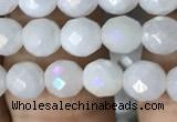 CWH65 15.5 inches 6mm faceted round AB-color white jade beads