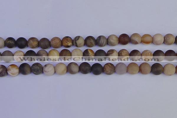 CWJ414 15.5 inches 12mm round matte wood jaspe beads wholesale