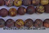 CWJ421 15.5 inches 6mm round matte wood eye jasper beads