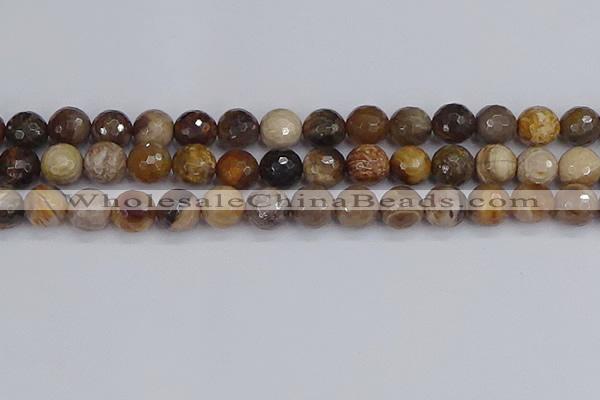 CWJ479 15.5 inches 12mm faceted round wood jasper gemstone beads