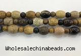 CWJ588 15.5 inches 10mm round & 13*15mm - 15*18mm rice wooden jasper beads